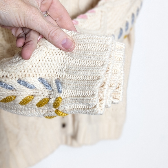 Michael Stars Hadley Cardigan Cotton Cable Woven Pastel Cropped XS - Picture 9 of 13